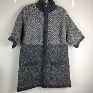Women's Innis Crafts 100% Wool Full zip Gray Sweater Size M